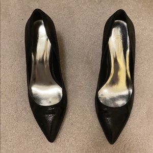 Black pointed toe heels
